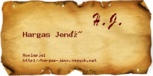 Hargas Jenő névjegykártya